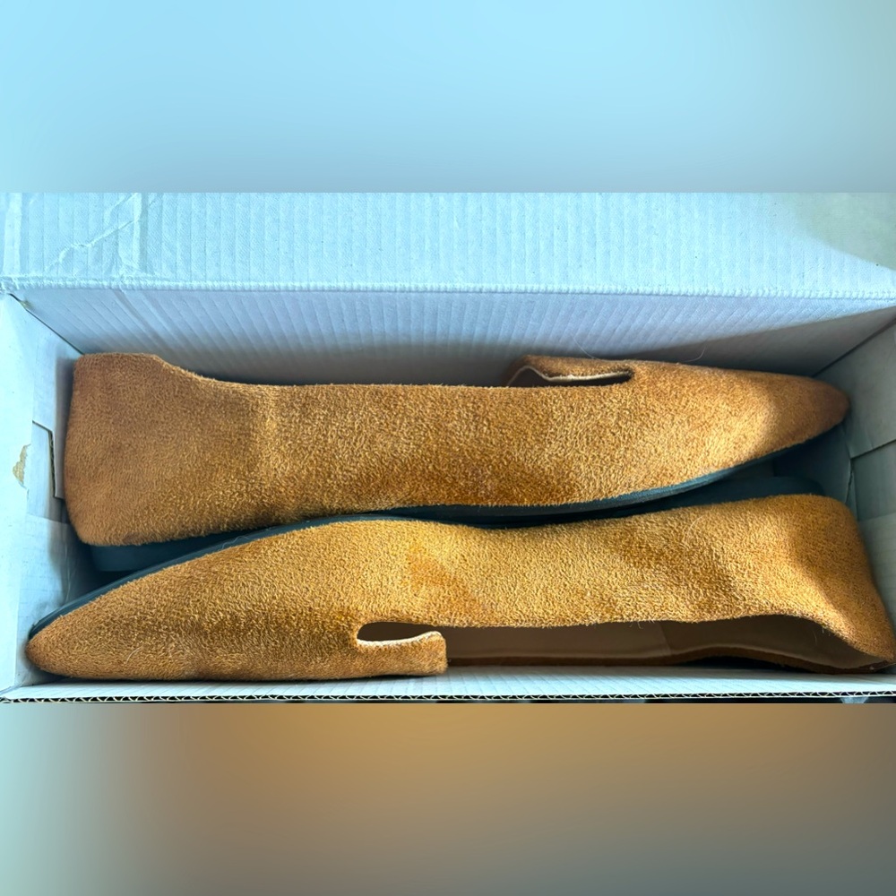 Women’s Faux Suede Point Brown Flats